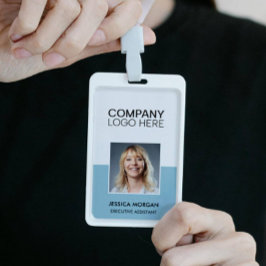 BADGE ID CORPORATE LOGO EMPLOYEE PHOTO DUSTY PALE BLUE
