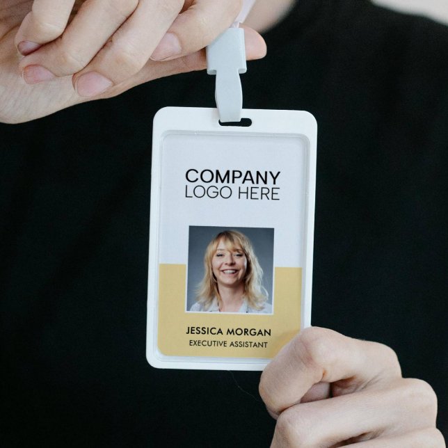 BADGE ID CORPORATE LOGO EMPLOYEE PHOTO LIGHT YELLOW (Créateur téléchargé)