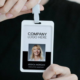 BADGE ID CORPORATE LOGO EMPLOYEE PHOTO MINIMAL BLACK