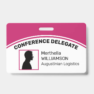 Badge ID de délégué avec logo personnalisé DEEP PINK
