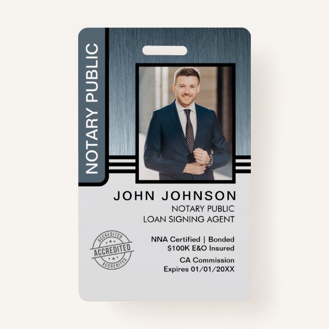Badge ID de l'agent de signature de prêt public notaire (Devant)