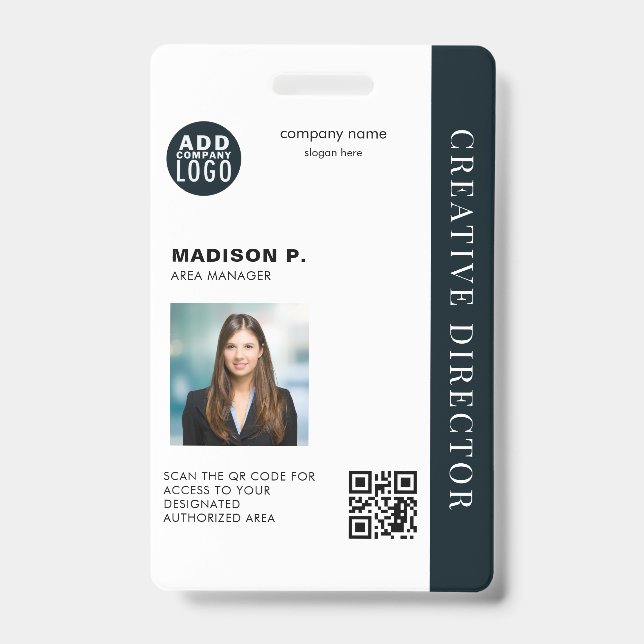 Badge ID de l'employé de l'entreprise Code QR personnali (Avant)