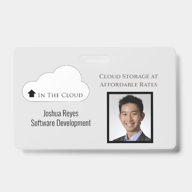 Badge ID de l'employé Gris clair et noir Horizontal (Avant)