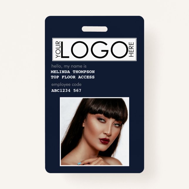 Badge ID de l'employé Photo de l'entreprise bleu (Devant)