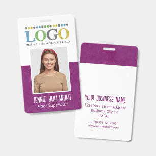 Badge ID de l'employé Violet Professionnel Votre logo ic