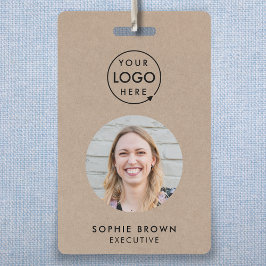 Badge ID de l'entreprise Rustic Kraft | QR code employé 