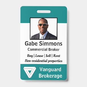 Badge ID de photo d'employé personnalisé - Turquoise, Ve