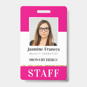 Badge ID de travail photo de personnel MODERNE chic desi