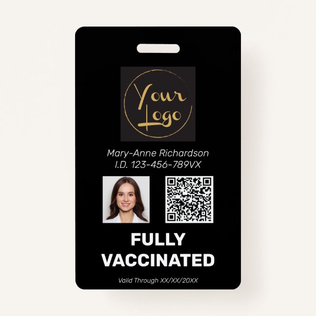 Badge ID de vaccin du code QR de la photo d'entreprise (Devant)