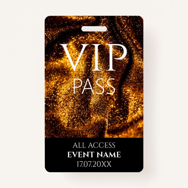 Badge ID d'événement de vip or All Access Pass (Devant)