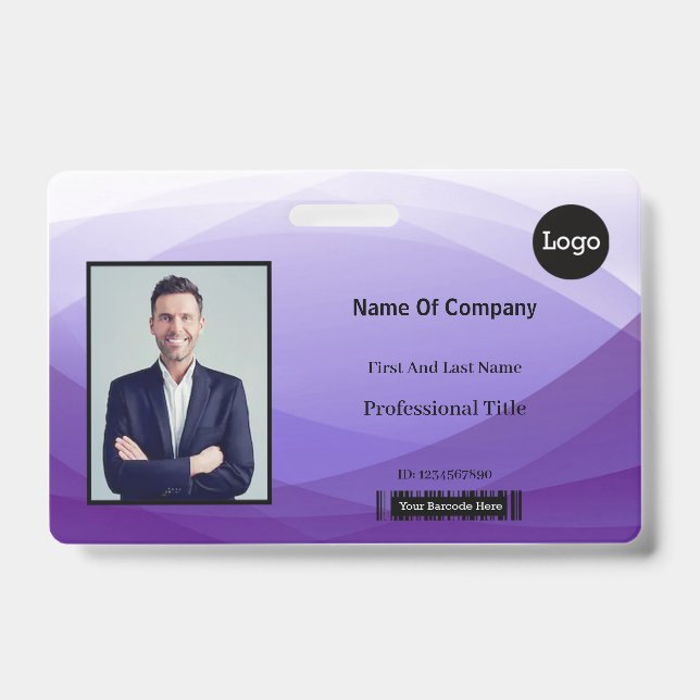 Badge ID d'identification de photo d'entreprise Abstrait (Avant)