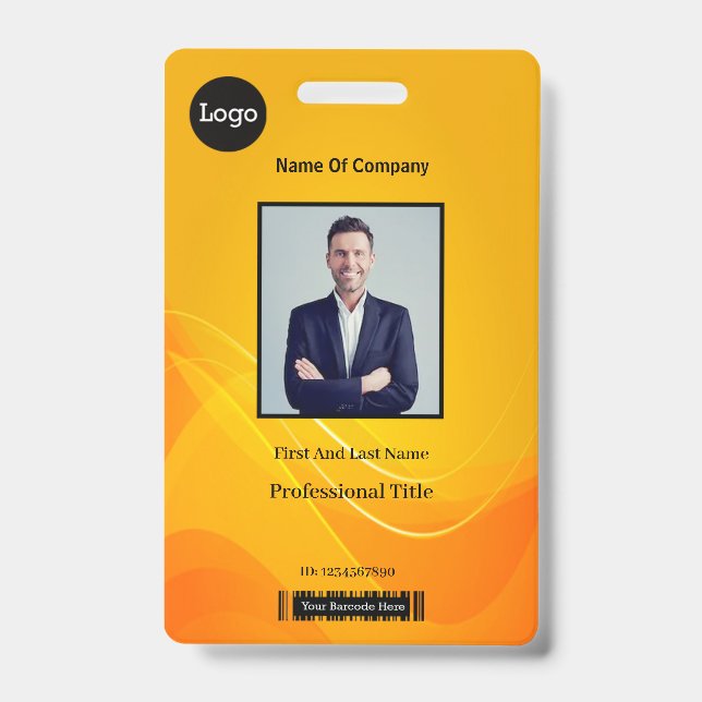 Badge ID d'identification photo Abstrait Gold (Avant)