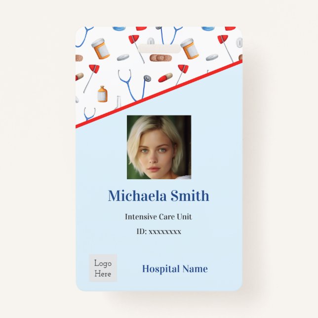 Badge ID du médecin traitant intensif Médicale à motifs (Devant)