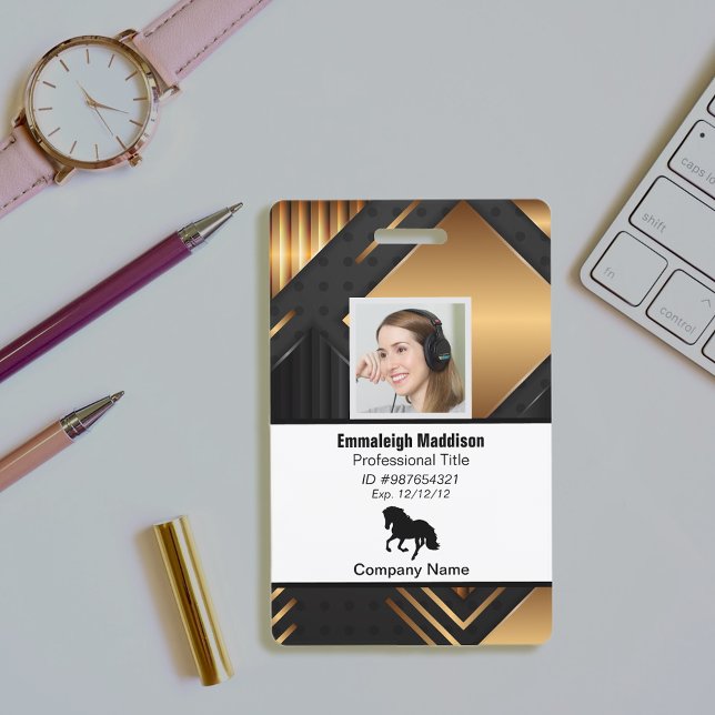 Badge ID employé de l'entreprise Abstraite moderne | Or  (Créateur téléchargé)