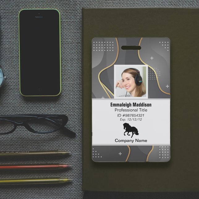 Badge ID employé de l'entreprise Abstraite moderne | Sil (Créateur téléchargé)