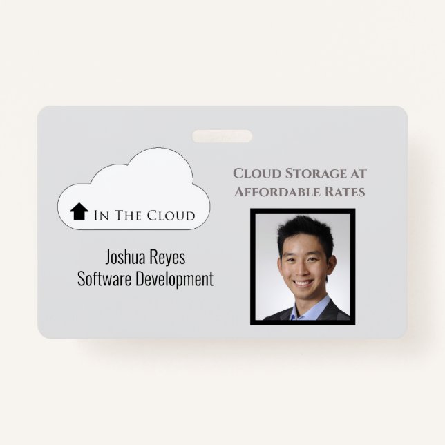 Badge ID employé gris clair et noir horizontal (Devant)