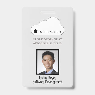 Badge ID employé Gris clair et noir vertical