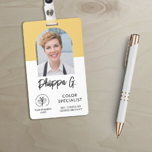 Badge ID employé Jaune clair avec photo et logo