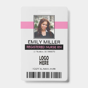 Badge ID employé Médicale, logo modèle photo rose