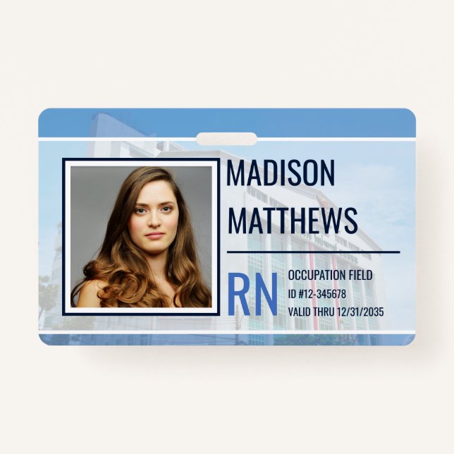 Badge ID employé Médicale - Photo d'hôpital personnalisa (Devant)
