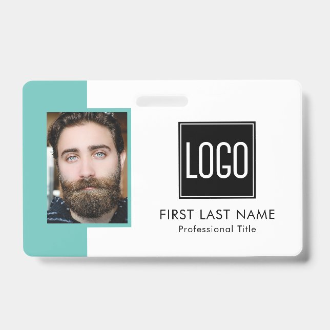 Badge ID employé | Photo Turquoise du logo (Front)