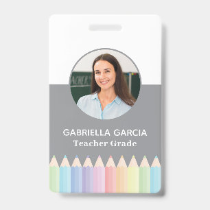 Badge ID enseignant arc-en-ciel couleur pastel