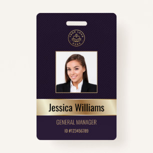 Badge ID Gold Purple de l'employé d'entreprise personnal