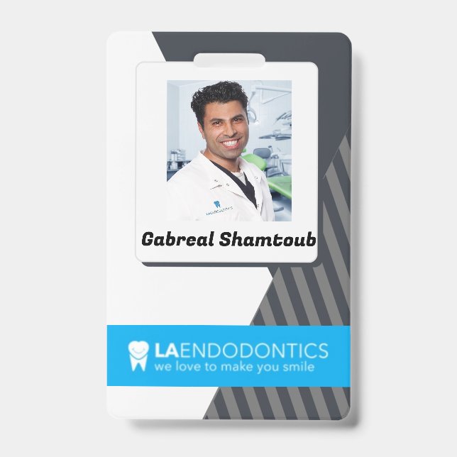 Badge ID image de l'employé rayé gris personnalisé (Avant)