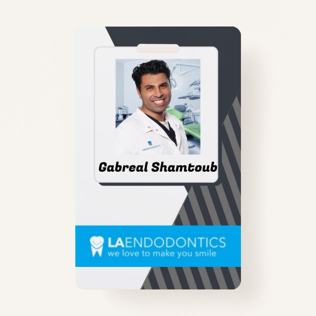 Badge ID image de l'employé rayé gris personnalisé (Devant)