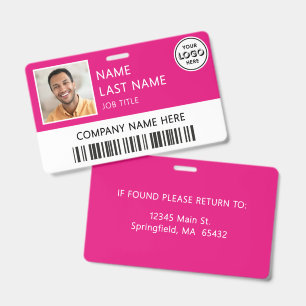 Badge ID Logo de l'entreprise Photo de l'employé R