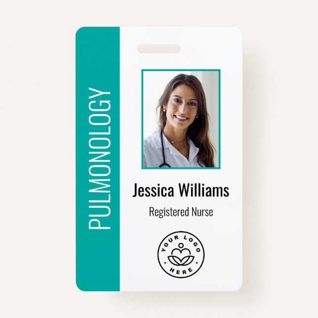 Badge ID Médicale blanc Turquoise de la photo de l'emplo (Devant)