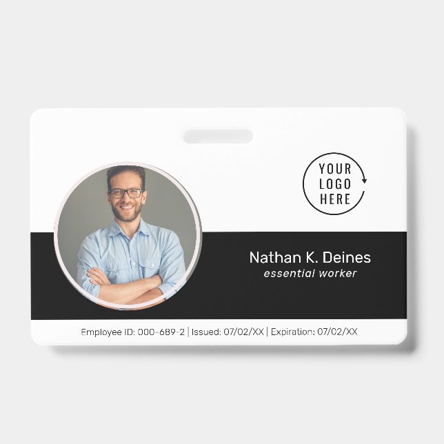 Badge ID noir | ID photo de l'employé Sécurité de la soc (Avant)