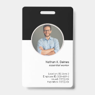 Badge ID noir ID photo de l'employé Sécurité de la soc