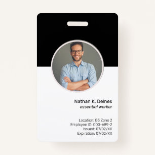 Badge ID noir ID photo de l'employé Sécurité de la soc