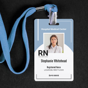 Badge ID personnalisé de personnel médical en bleu pouss