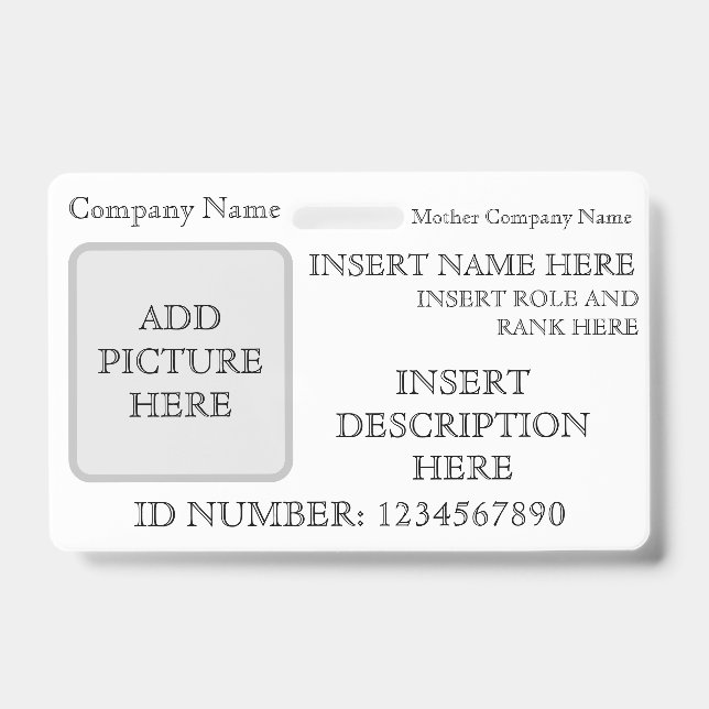 Badge ID personnalisé horizontal (Avant)