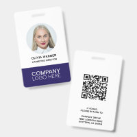 ID personnalisé Photo de l'employé QR CODE LOGO BL