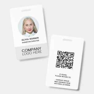 Badge ID personnalisé Photo de l'employé QR CODE LOGO GR