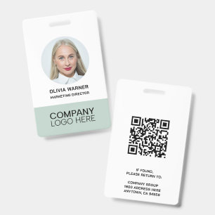 Badge ID personnalisé Photo de l'employé QR CODE LOGO SA
