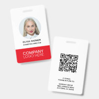 ID personnalisé Photo employé CODE QR LOGO ROUGE