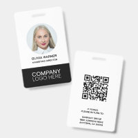 ID personnalisé Photo employé QR CODE LOGO NOIR