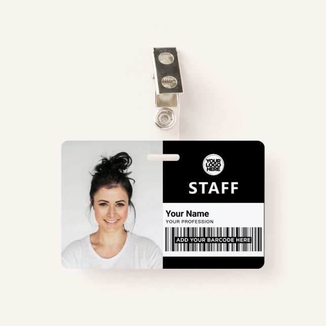 Badge ID personnel de l'entreprise noire (Devant avec clip)