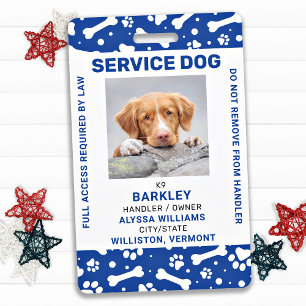 Badge ID photo de chien de service Empreintes de pattes 