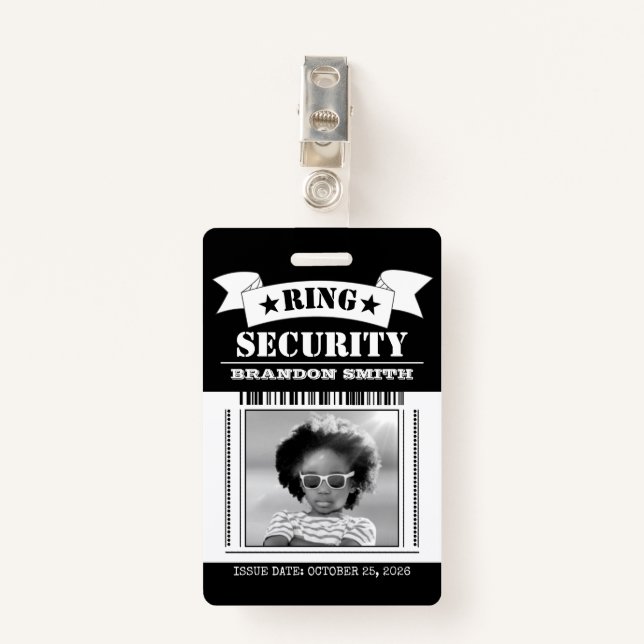 Badge ID photo de l'agent de sécurité de l'anneau (Devant avec clip)