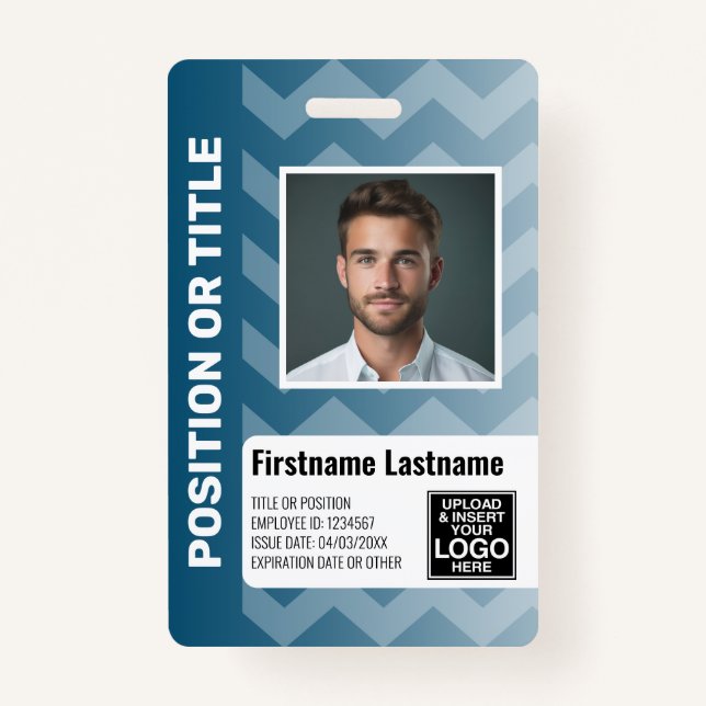 Badge ID photo de l'employé - chevron moderne, code barr (Devant)