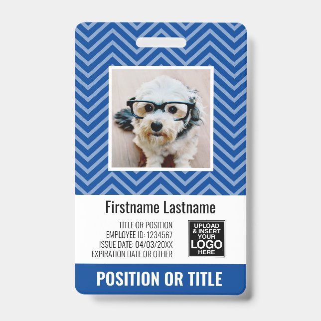 Badge ID photo de l'employé - chevron moderne, logo, cod (Avant)