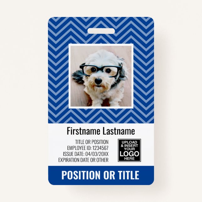 Badge ID photo de l'employé - chevron moderne, logo, cod (Devant)