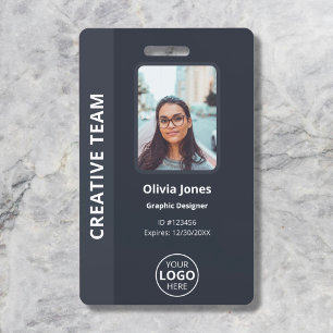 Badge ID photo de l'employé de l'entreprise Code QR gris