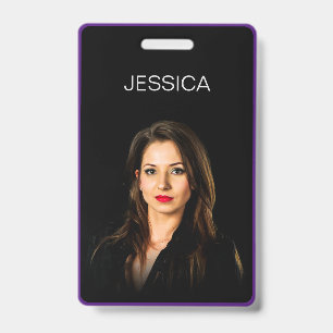 Badge ID photo de l'employé de l'entreprise noir pourpre