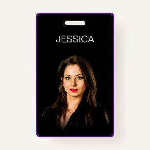 Badge ID photo de l'employé de l'entreprise noir pourpre